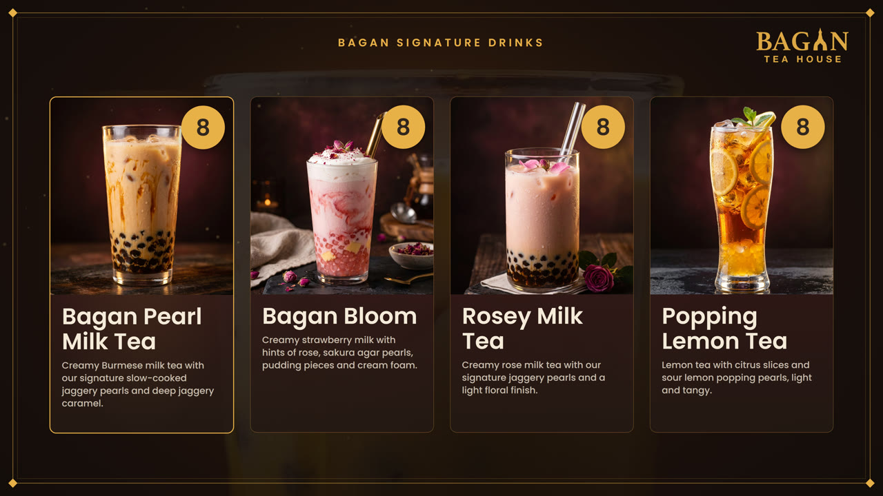 Bagan Tea House — Animated Digital Menu (4K loop) | made with ngram