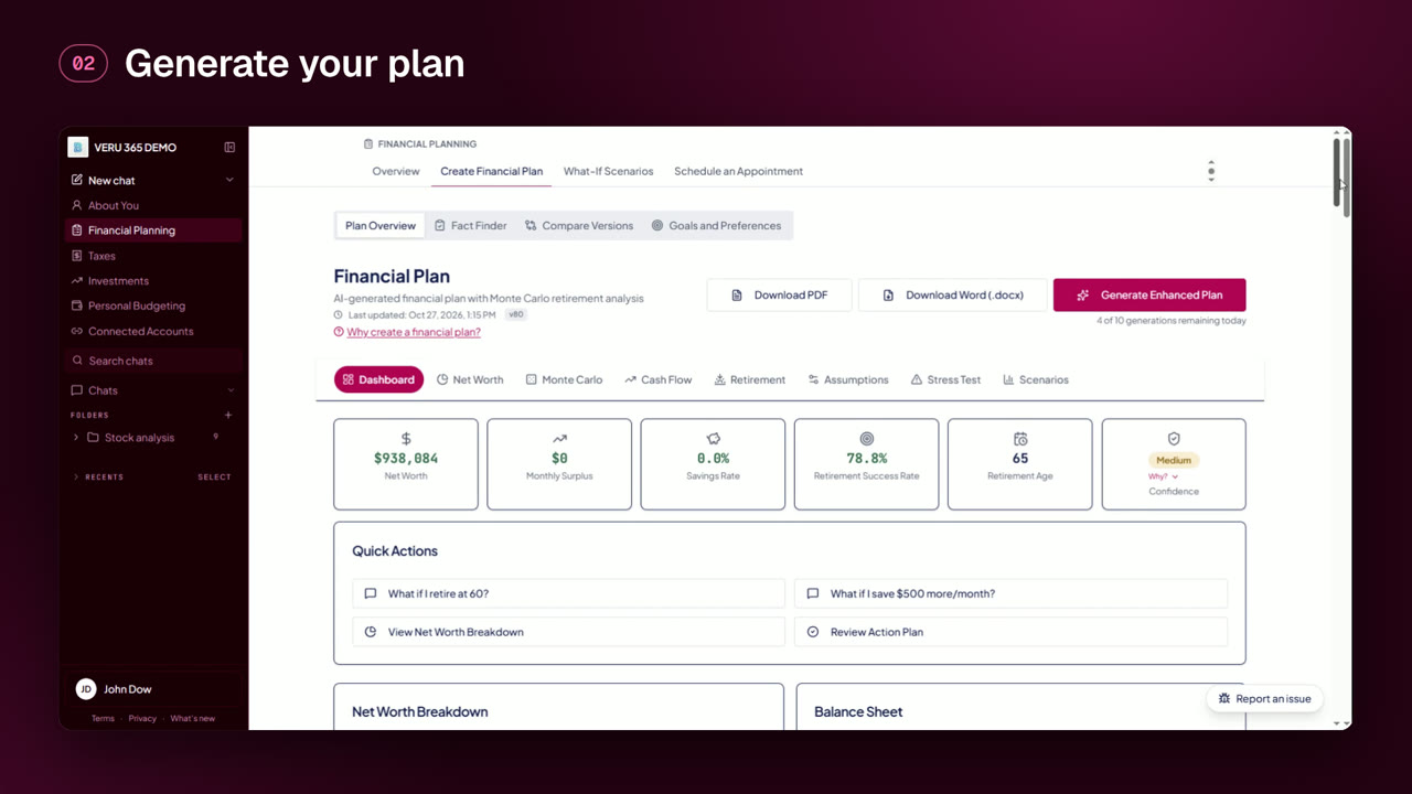 VERU 365: a financial plan in minutes | made with ngram