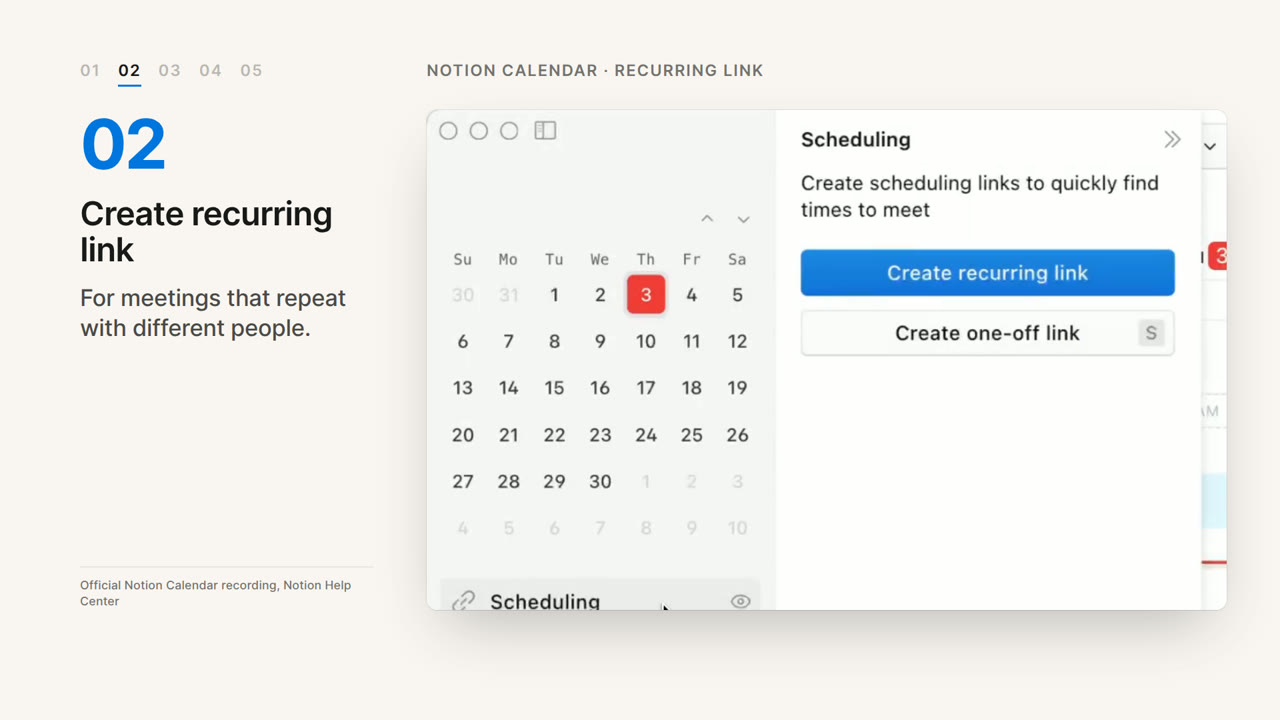 Recurring scheduling links in Notion Calendar | made with ngram