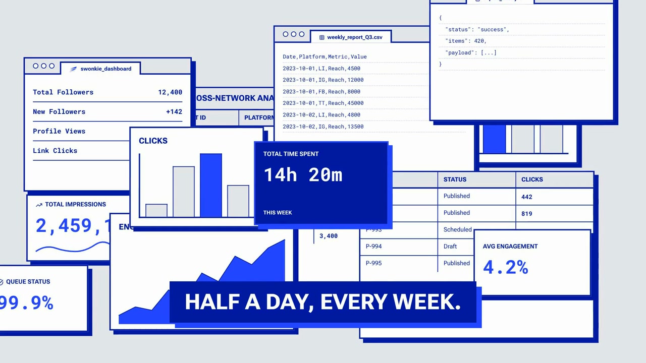 Social Media Analytics Dashboard Overview | agency social content video made with ngram