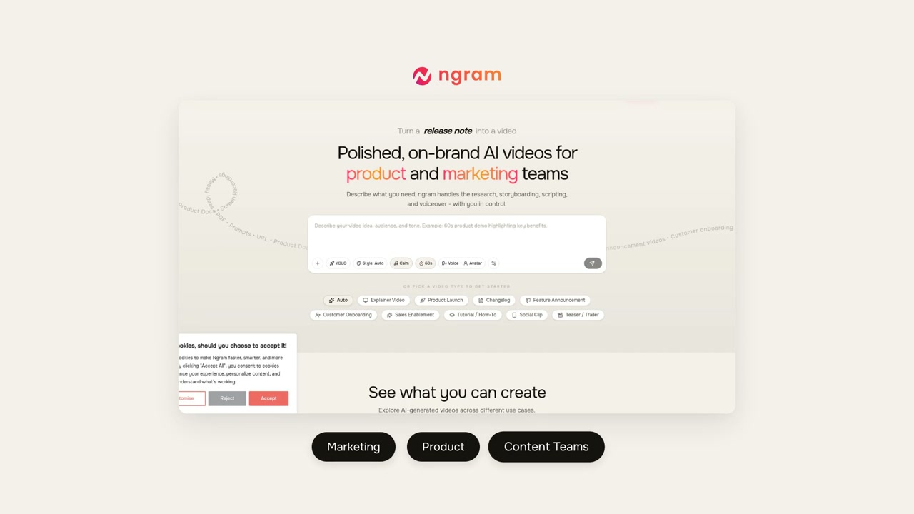 AI Video Creation for Marketing and Product Teams | explainer video made with ngram