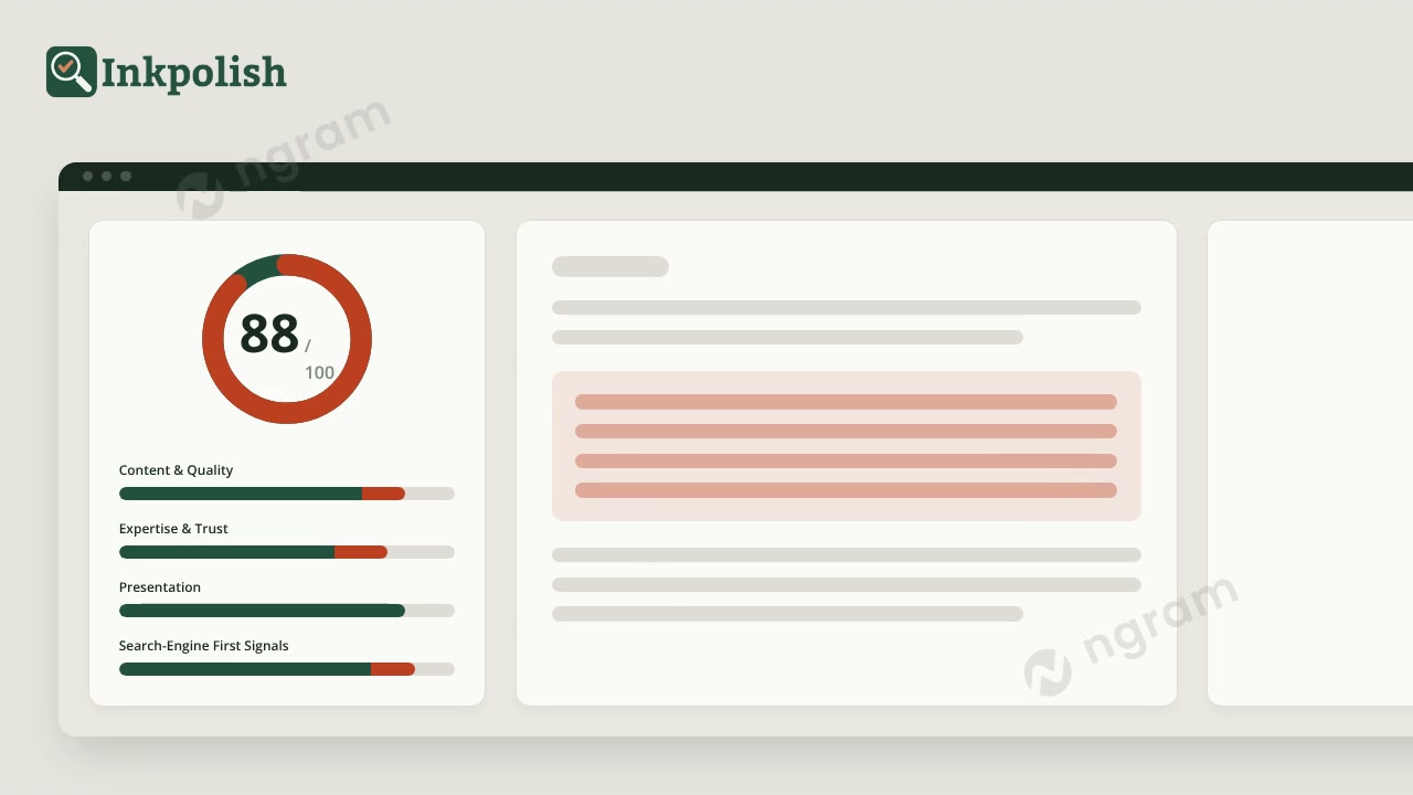 Inkpolish SEO Content Scoring Tool | saas explainer video made with ngram